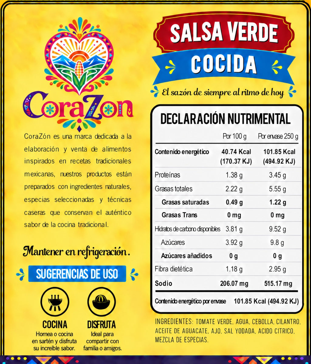 CoraZon Salsa Verde reverso
